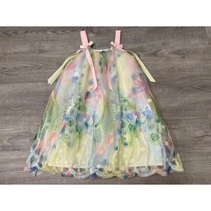 Halabaloo Girls Dress size 6 Green Pink Ribbons Pastels Watercolor Blue Roses